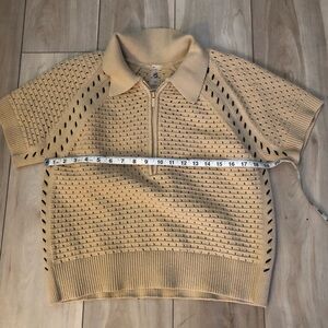 LOFT: Lou & Grey Mesh Sweater Zipper Top - size medium.